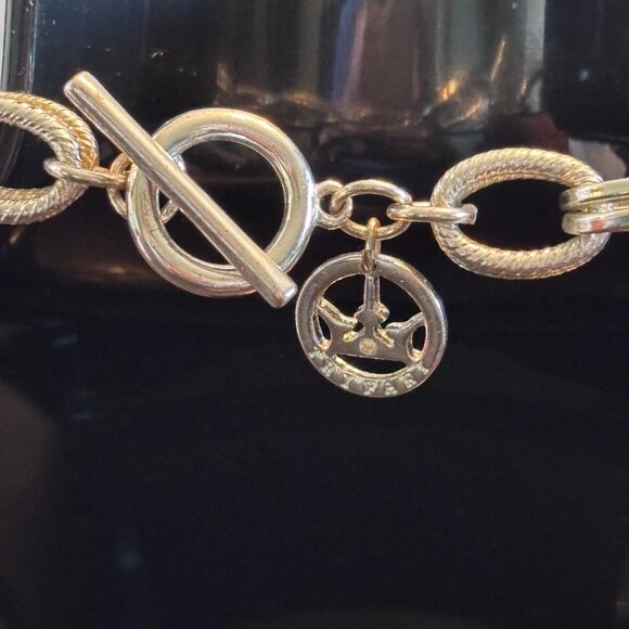 Vintage Crown Trifari Silver-Tone Rope Link Chain Necklace Toggle & Crown Charm - Picture 7 of 9